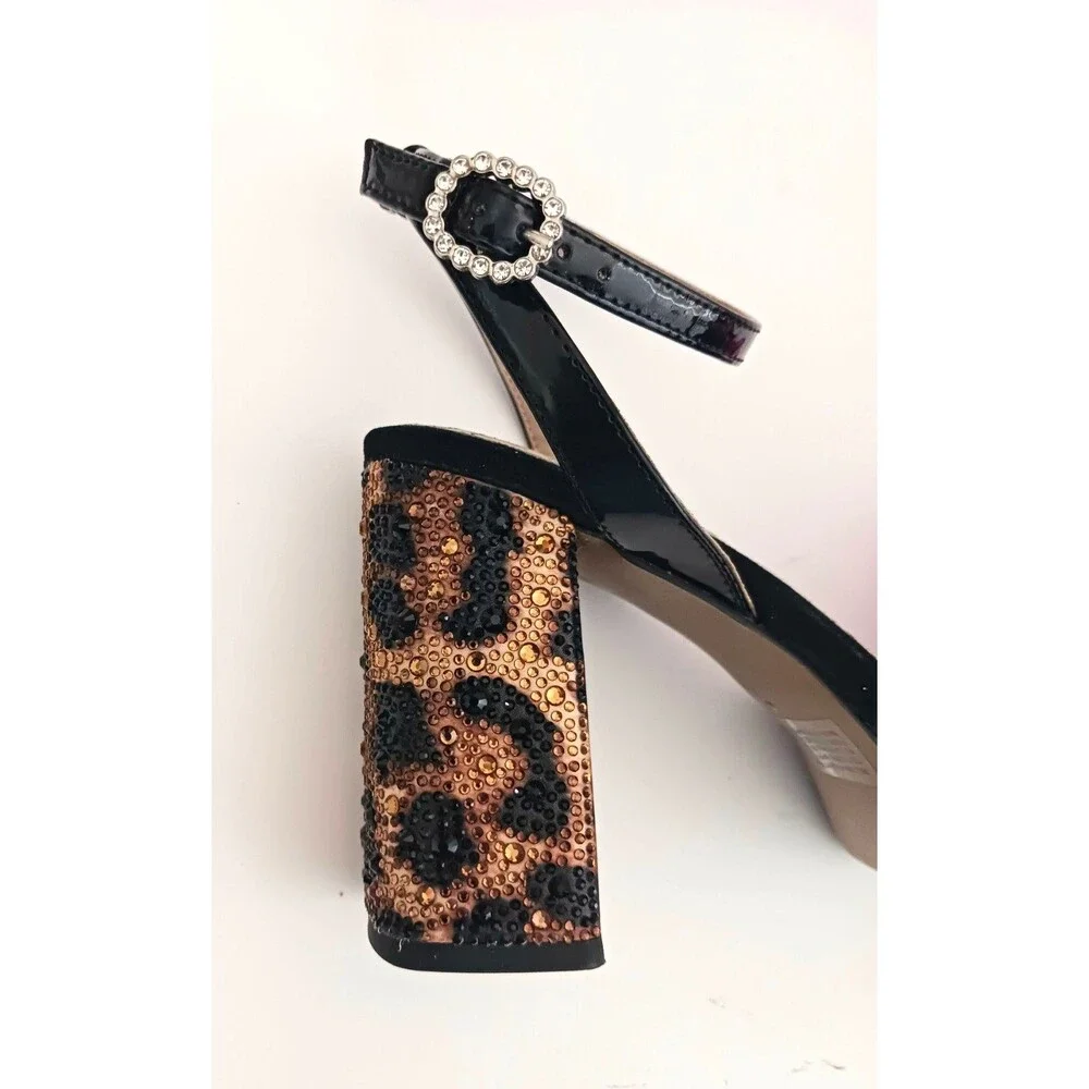 NEW Betsey Johnson Palloma Platform Sandal Bead Leopard Heel Pink Tulle Bow Sz 6